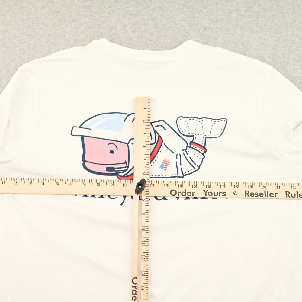 100% Cotton Vineyard Vines Mens L Space Whale Astronaut Long Sleeve Pocket Tee